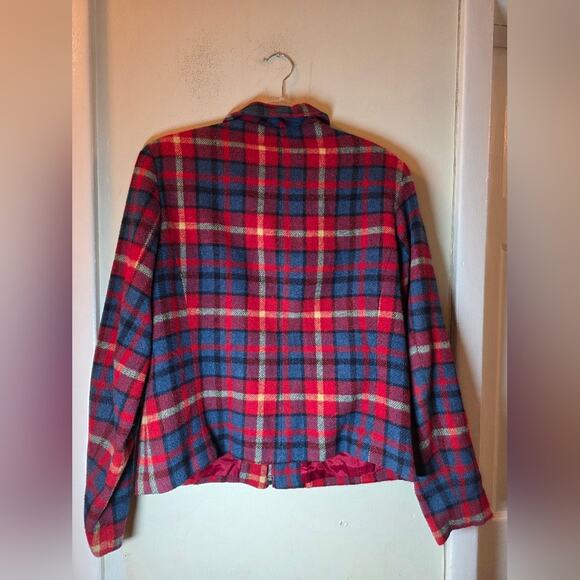 Vtg Womens Wool Plaid Zip Up Jacket Size M Preppy Dark Academia Paul Harris - Picture 9 of 9
